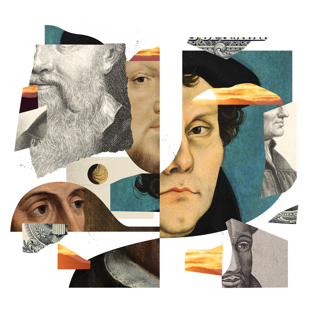 A collage of images of the Protestant Reformers