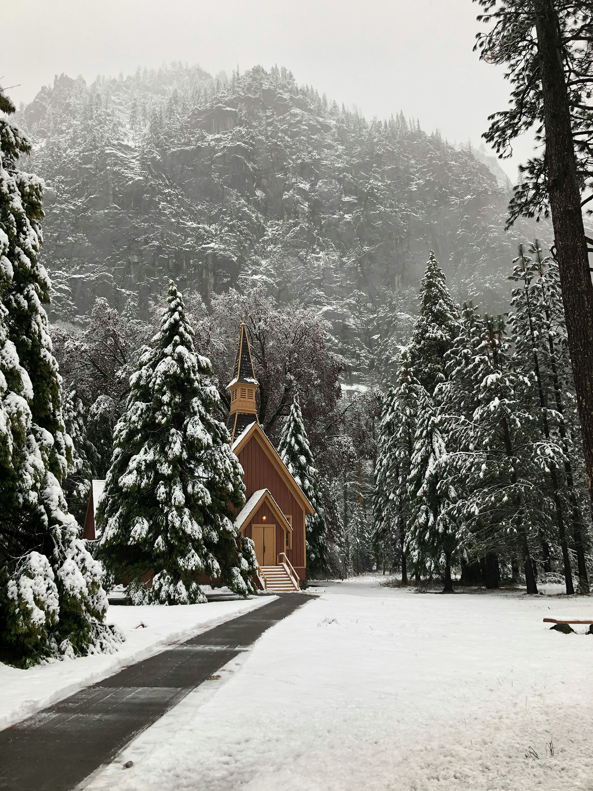 church in snow